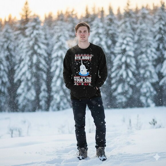 Bye Buddy Hope You Find Your Dad Sweatshirt Elf Mr. Narwhal (Medium) Christmas - Picture 4 of 7